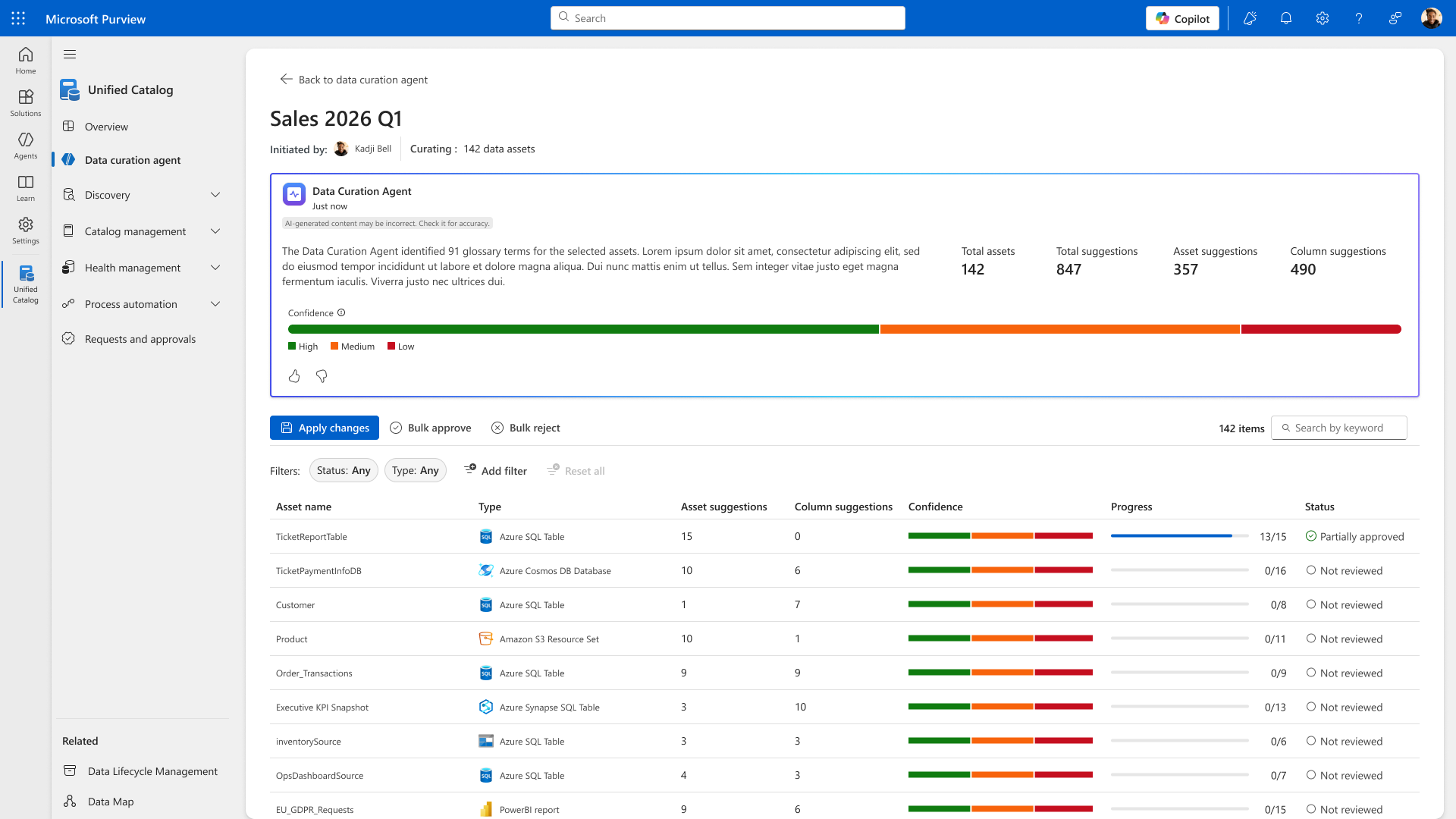 Data Curation Agent run overview